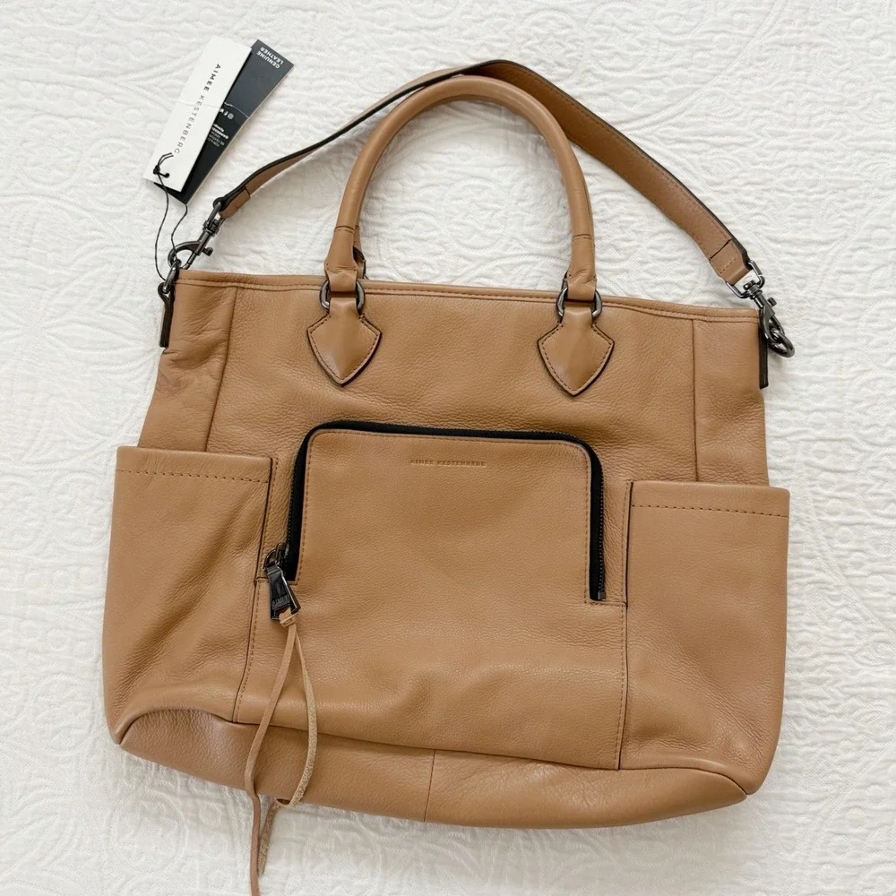 Aimee Kestenberg Leather Sunbury Tote Tan MSRP $298